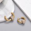 Classic Women's Hoop Earrings Stainless Steel Crystal Rhinestone Round Geometric Gold Silver Color Vintage Jewelry Party Gift