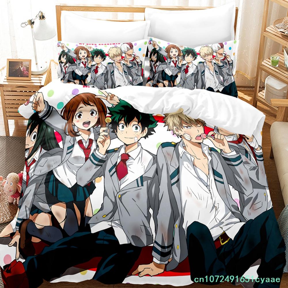 2014 My Hero Academia Bedding Set Single Twin Full Queen King Size Kawaii Bed Set Teenagers Bedroom Duvetcover Sets 3D Print 034