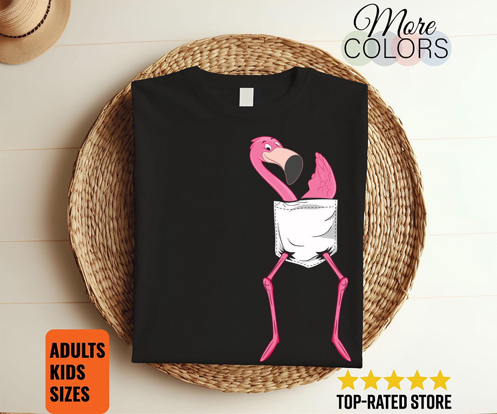Flamingo Pocket Funny Gift T-Shirt, Pink Flamingos Cute Costume, Awesome Beautiful Birds Lover T Shirts, Birthday Present Party Clothes, 130