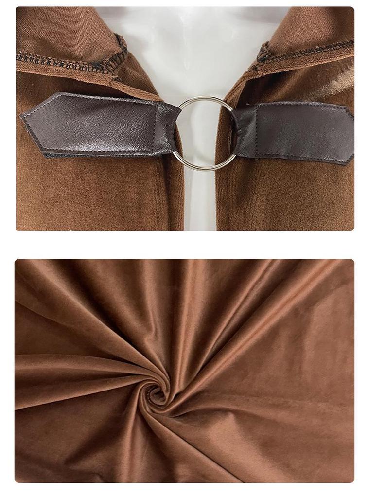 Medieval Suede Velvet Warrior Cloak Costume
