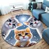 Warm Feline Charm: Cozy Cat Winter Rug round carpet for home sofa bedroom, gift