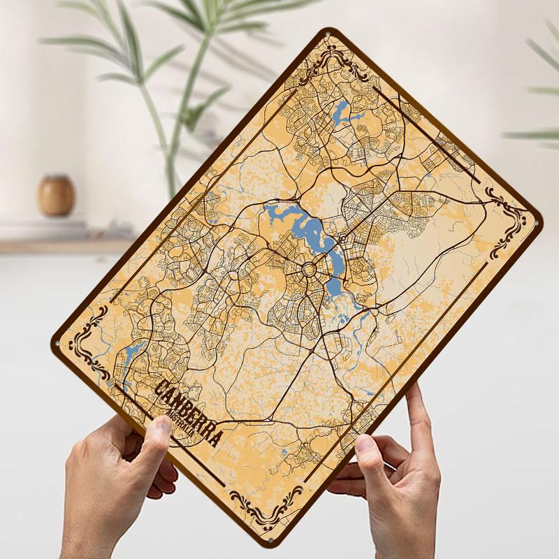 

Canberra City Map Tinplate Poster Customized Wall Art Vintage Retro Metal Signs for Interior Decoration Living Room Decor Men 7.9x11.8In(20x30cm)