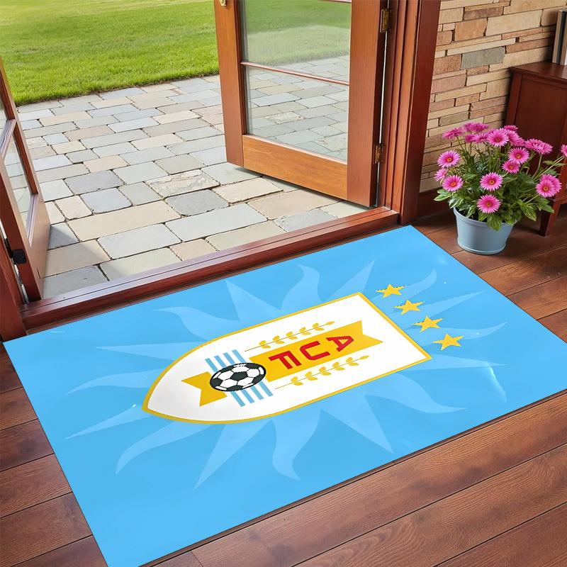 Anti‑Slip Crystal Velvet Floor Rug, Uruguay National Team Design Carpet for Indoor Living Bedroom Home Decoration