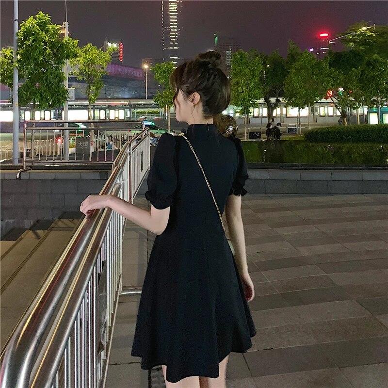 Šaty Ženy Vintage Mini Čínský Styl Elegantní Volánky Móda Něžná Street Empire Nabíraný rukáv Kawaii Studentky Žena Léto