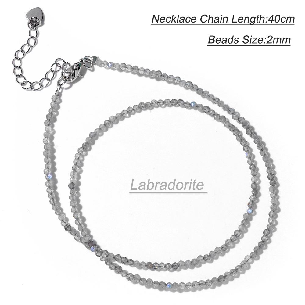 2mm Natural Crystal Beads Necklace Tiger Eye Stone Black Spinel Mix Quartzs Choker Clavicle Chains For Women Men Jewelry