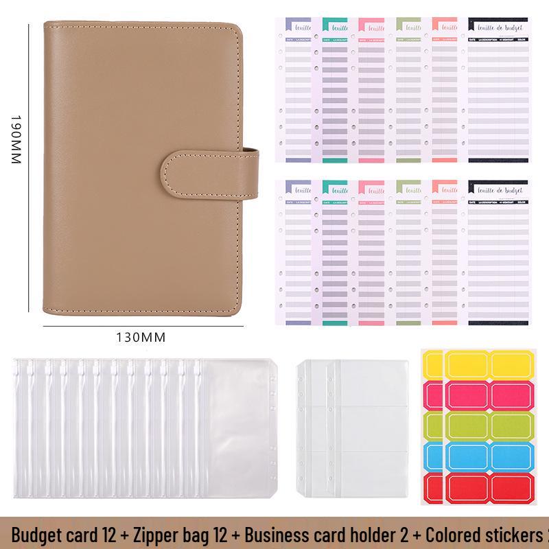 A6 Macaron Leather PU Loose-leaf Binder Notebook for Family Finance Budget Planning