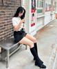 Coreofalchemy Suede Slim Long Boots Black