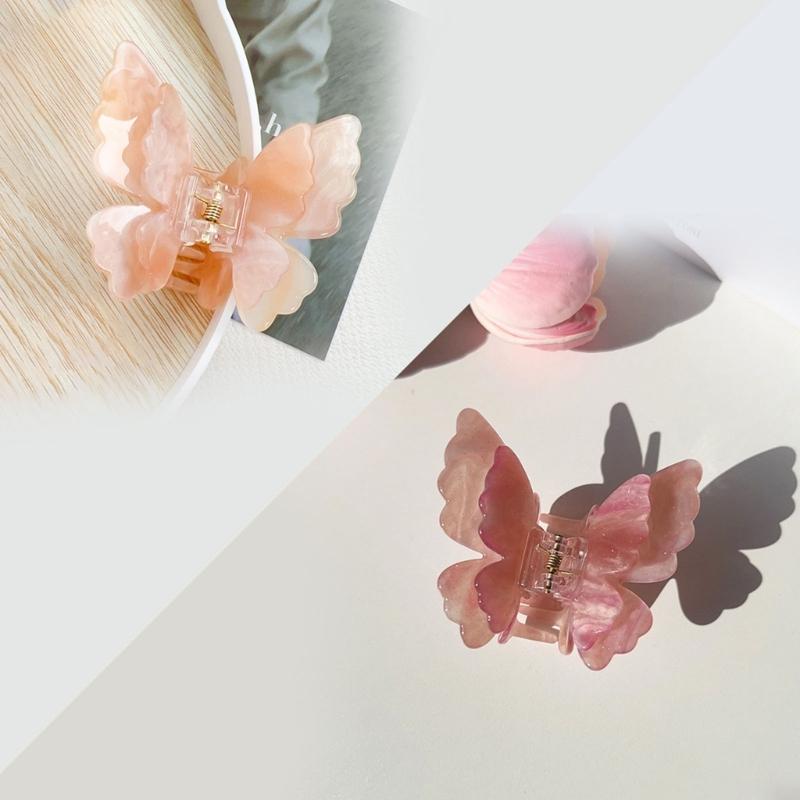 Sophisticated Double Layer Butterfly Hair Clip Claw for Women Modern Hair Styling Tool Complements Various Hairstyles