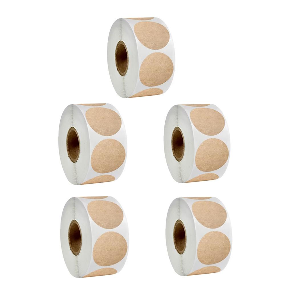 1/3/5Roll Kraft Round Paperblank Self-adhesive Sealing Gift Round Stickers Home Packaging Seal Labels Household Jar Bottle Label