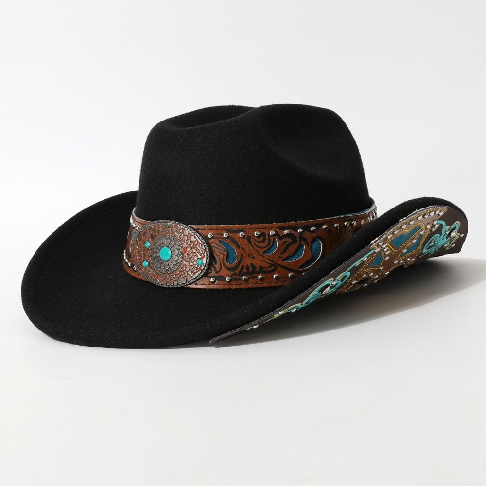 Turquoise Decor Western Cowboy Hat Vintage Cowgirl Hat Classic Party Festival Hat For Women Man