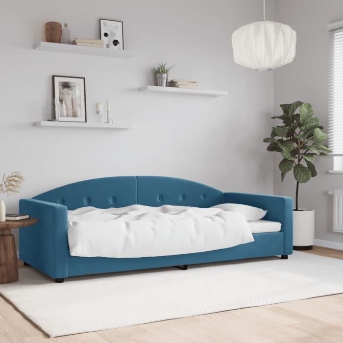 VidaXL Lit de repos bleu 90x200 cm velours 354135