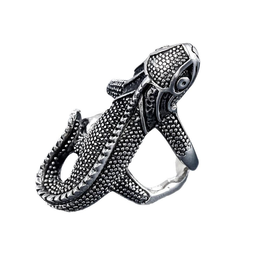 Retro Punk Snake Ring Lizard Dog Pharaoh Open Ring Adjustable Cross Crown Lion Head Ring