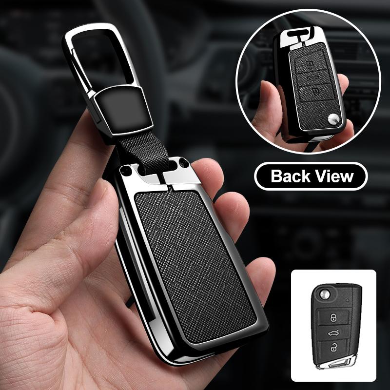 Zinc Alloy Car Key Case Protector Cover For Vw Volkswagen Golf 7 Mk7 Tiguan Mk2 T-Roc T-Cross Shell Holder Accessories