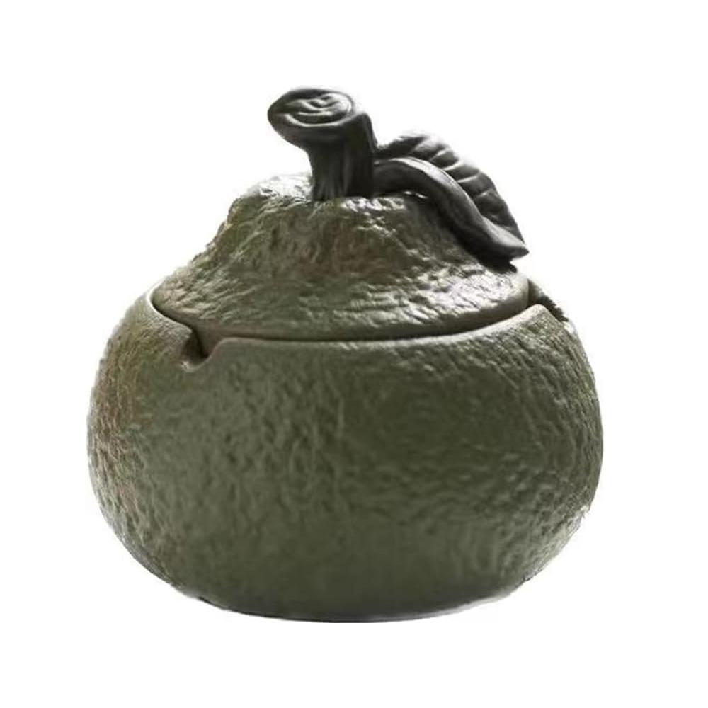 Orange Ashtray Windproof Dustproof Household Desk Tea Table Office Large Capacity Modern Minimalist Style Ceramic Material