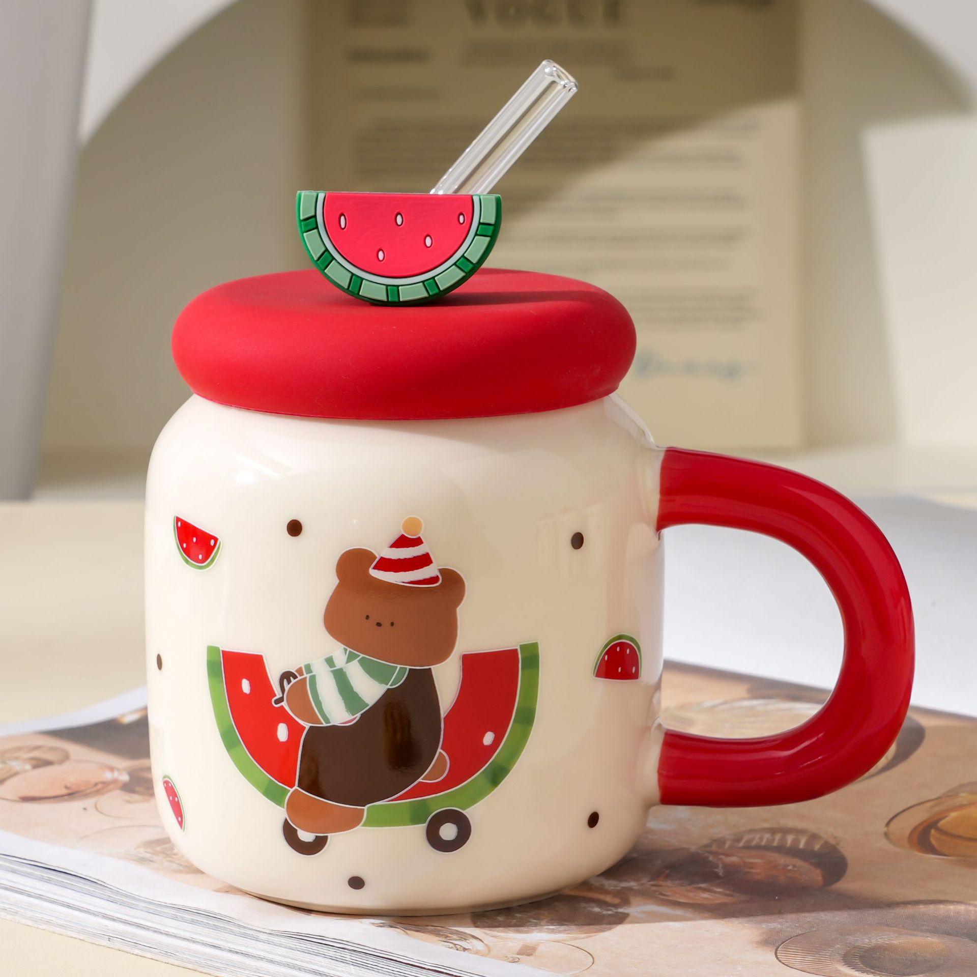 

Kt mini kettle cup mug office ceramic cup with lid cup household drinking cup girls high value gift ≈500ml