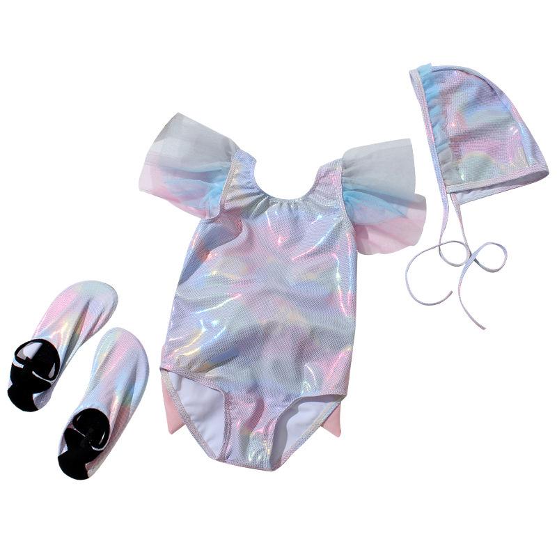 Bright Crystal Princess Mermaid Swimsuit – Cute Korean Skirt Style for Girls