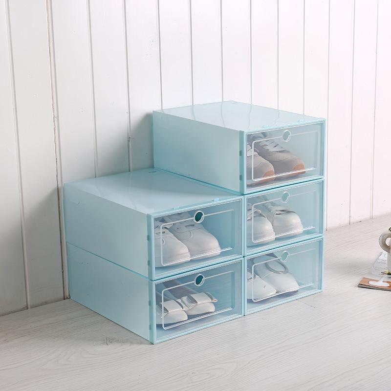 Stackable Combined Shoes Storage Box Portable Folding Plastic Shoes Case Organizer Dustproof Drawer Case Clear Shoes Cabinet