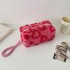 Large Capacity Plush Makeup Bags Toiletry Bag Travel Cosmetic Storage Bag Portable Love Print Organizer Pencil Case Cute Clutch Pouch