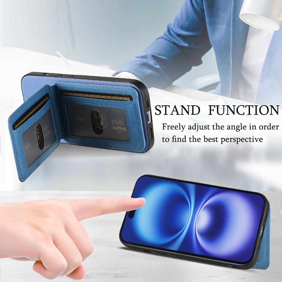 Premium Vertical Flip Phone Case with RFID Blocking for iPhone 16 Pro Max 16e 15 14 Plus 13 Pro 12 11 Built-in Kickstand & Card Slots Wallet Case