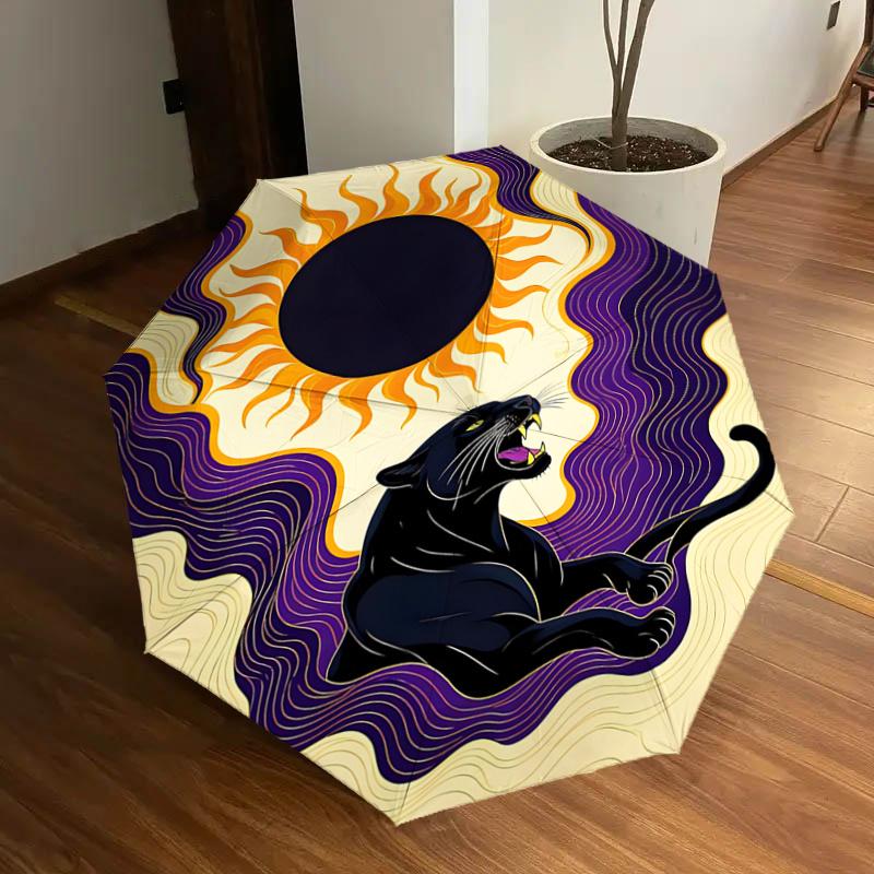 

Black Panther Sunburst Auto Open Close Umbrella - Portable Folding Design, , Travelers & Daily Use1121198a