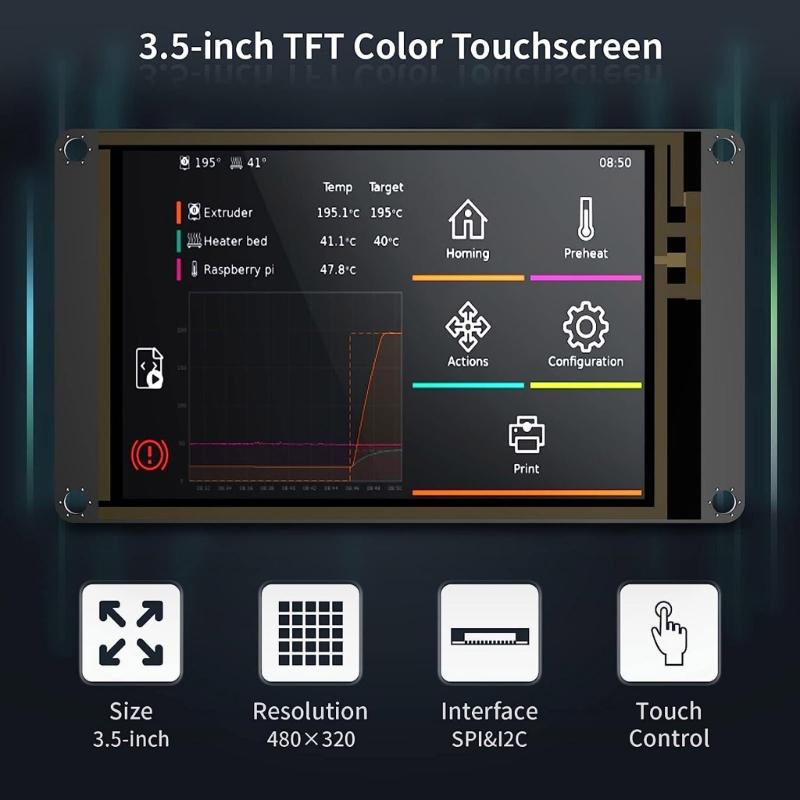 3D tiskárna Pi V1.2 + TFT35 SPI V2.1 řídicí deska, sada SPI LCD displeje, čtyřjádrový 64bitový procesor ARM CortexA53 1,5 GHz