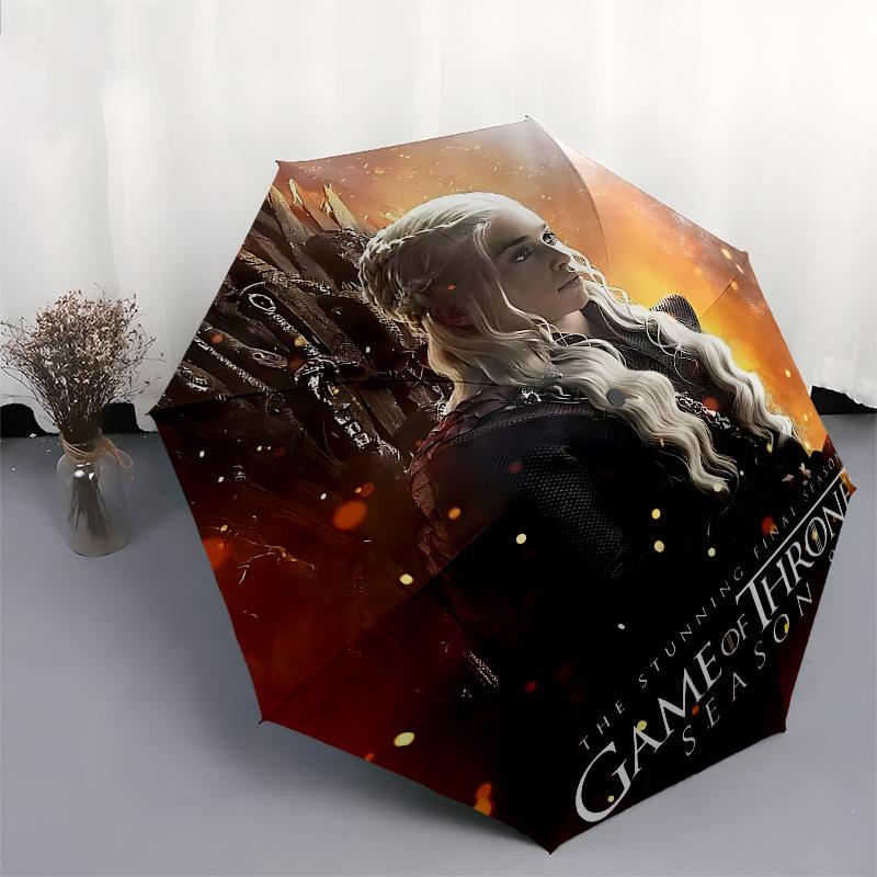1pc Game of Thrones Season 8 Automatic Folding Umbrella - Compact 8-Rib Design, Durable Plastic & Iron1023L