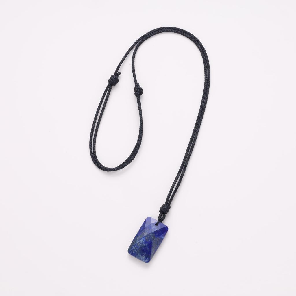 [KOAI] Lapis Lazuli Plate Adjustable Length Power Stone Necklace for Women and Men