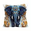 Home Decor Exquisite Blue and Gold Elephant Pattern Pillow Pattern Cushion Cover Suitable for Sofa Bedroom Car Pillow Cover