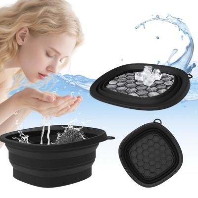 Silikon Gesichts-Eisbad Schüssel Eingebaute Eiswürfelschale Gesichtstauchschale Tragbare Eiswanne für Damen Mädchen
