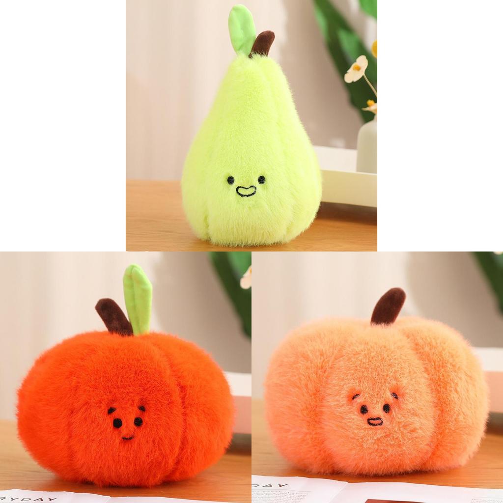 Adorable Cartoon Plush Fruit Series Stuffed Toys Featuring Persimmon Duck Pear Pumpkin And Blueberry For Home Decor