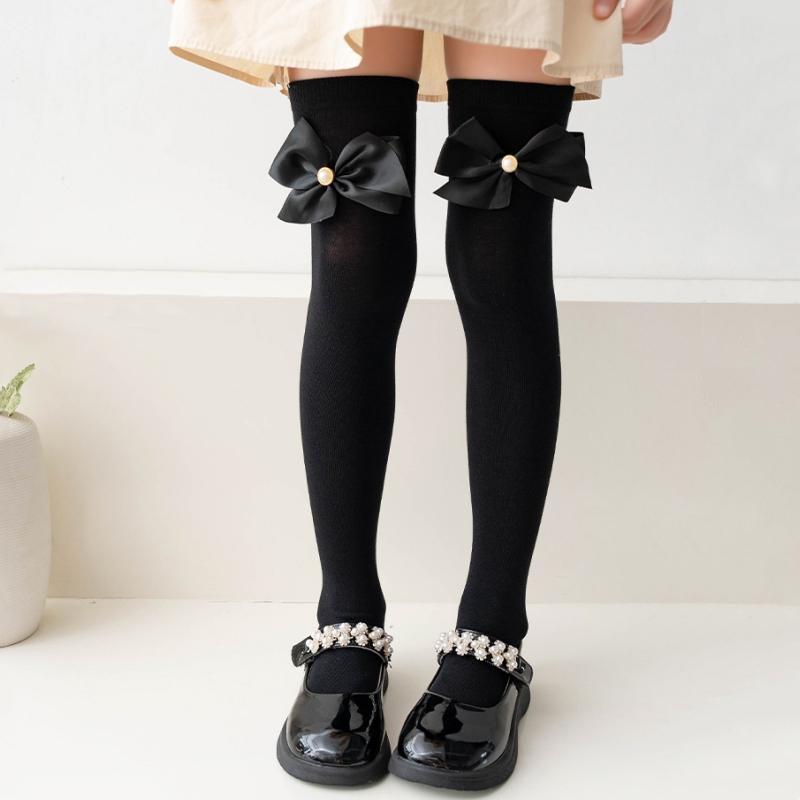 Kindersocken für Mädchen Schleife Lange Socken Schule Teenager Kniestrümpfe Baby Mädchen Overknee-Socken Frühling Herbst