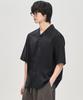 PRAIRIE Linen Open Collar Short Sleeve Shirt (Black)
