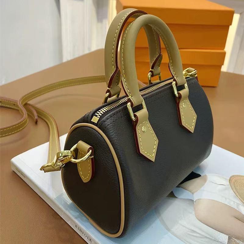 Κλασική Μονογράμ Speedy Crossbody Δερμάτινη Γυναικεία Τσάντα Boston Nano Pillow με Λογότυπο