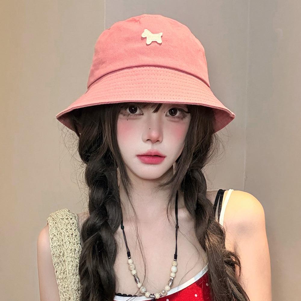

Cute Pony Fisherman Hat Sun Protection Large Brim Sunscreen Hat Foldable Breathable Sun Cap Holiday розовый