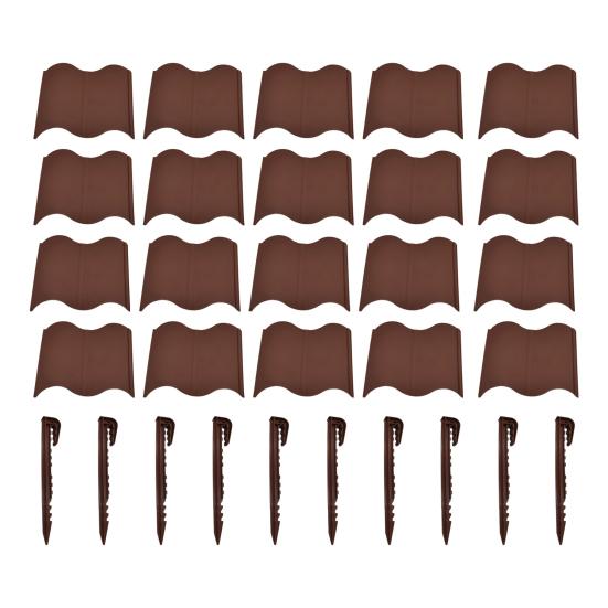 Garden Edging Border No-Dig Design Landscaping Edging Interlocking Plastic Edging Panels with Stakes for Lawn Flower Bed Fence Borders