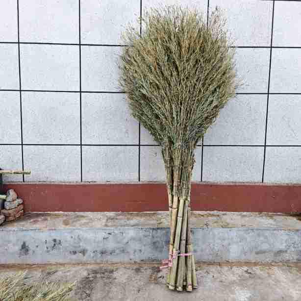 Traditional Large Bamboo & Wood Handle Broom for Outdoor Sweeping and Road Cleaning