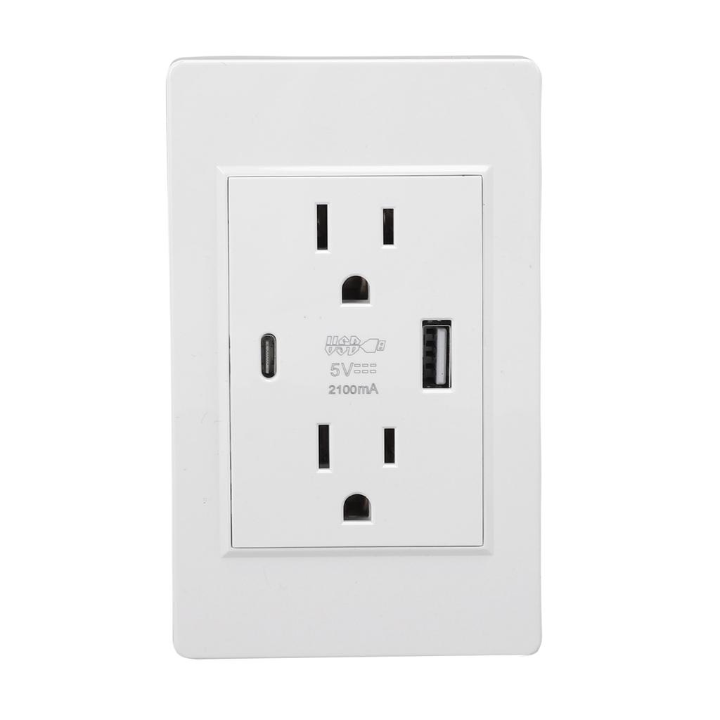 8pcs USB Outlets 15 Amp Wall Outlets Receptacles with USB Type C Ports Plug Outlets White Concealed 118 Type