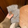USB Heated Gloves Fingerless for Men Women Acrylic Fiber Electric Hand Warming Gloves for Winter Skiing Gaming Light Gray