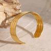  Fashion Stainless Steel Metal Cuff Bangle Bracelet Gold Color Texture Fashion Chic Jewelry Gala Gift Waterproof