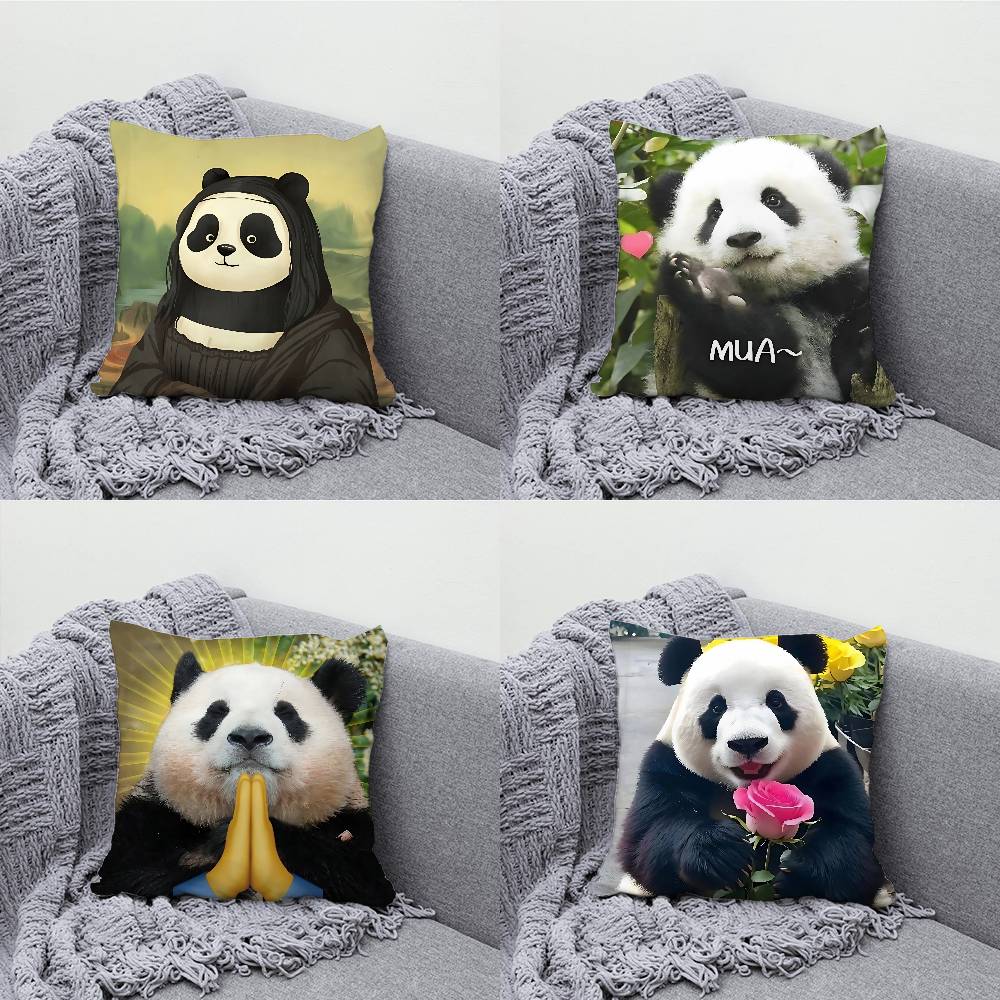 Fubao Lovely Panda Pillowcases Bedroom Living Room Sofa Home Decor Polyester Cushion Cover with Zipper