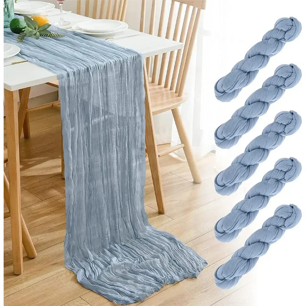 1PCS/10PCS 90*180cm Voile Cheesecloth Table Runner Semi-Sheer Gauze Dining Table Decoration for Wedding Brithday Party Christmas