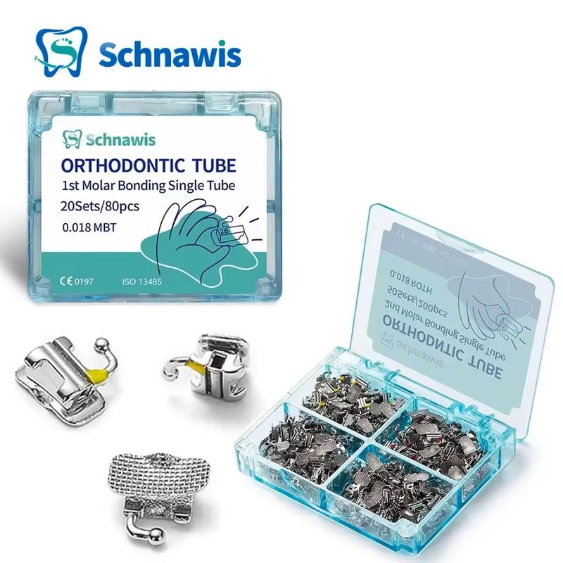 80Pcs/20Sets Schnawis Dental Orthodontic Buccal Tubes Bondable 1st Molar Bondable Convertible 0.022 0.018 MBT Roth Buccal Tube