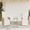 VidaXL 3-piece Bistro Set with Beige Cushions Braided Resin 365676