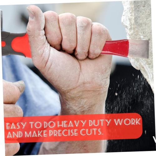 SOLUSTRE Wide Guarded Flat Chisel with Tungsten Half-Circle Lock and Handguard for Carving Rock, Concrete, and Brick, Heavy-Duty, Chrome Vanadium Stee
