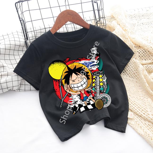 Cartoon Anime One Pieces Tshirt Kids Clothes Boys Absorb Sweat Breathable TShirt Children Girls Tees Summer Teen Clothes