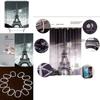 Eiffel Tower Polyester Shower Curtain With City Nightscape Bridge Design For Bathroom Decor