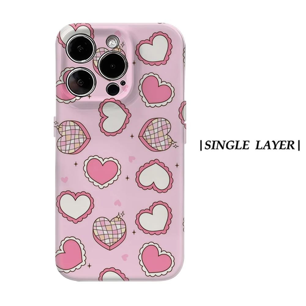 

Lace Hearts Phone Case for IPhone 17 16 15 14 13 Pro Max Plus for Magnetic Single Double-layer Tough Case For iPhone 13 Pro Max