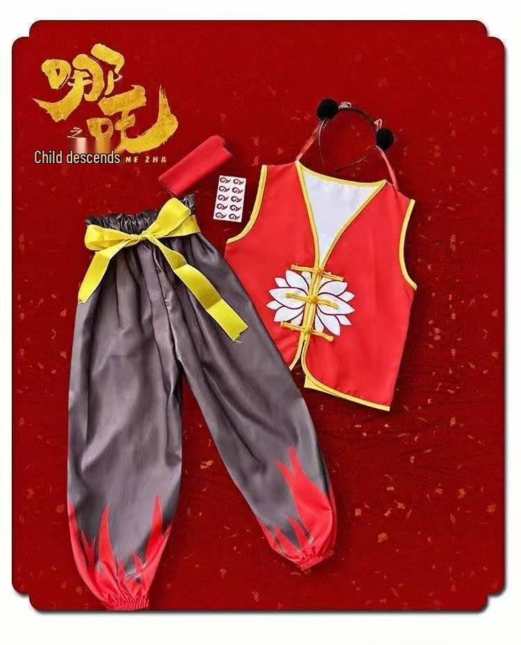 Cosplay kostým Nezha Démonické dítě pro děti - Unisex divadelní sada pro Den dětí