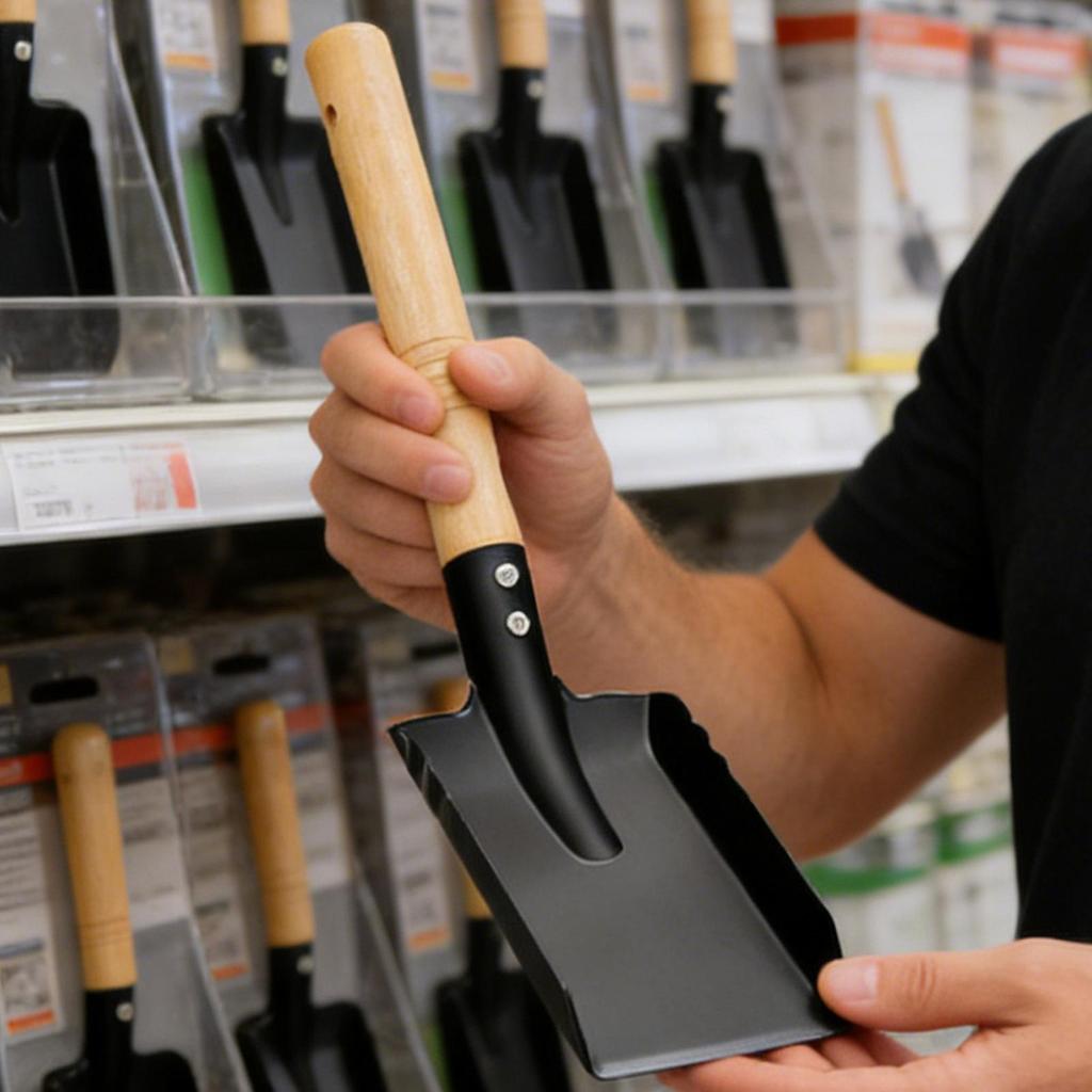 Fireplace Shovel Wooden Handle Coal Scoop Ash Shovel for Wood Stove for Stove Barbecue Outdoor Garage Charcoal Backyard