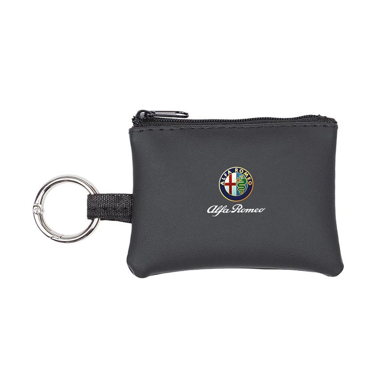 For Alfa Romeo Leather Car Key Bag Coins Wallet Mini Card Pouch Auto Interior For Alfa Romeo 4C 159 166 Spider Giulia Giulietta 
